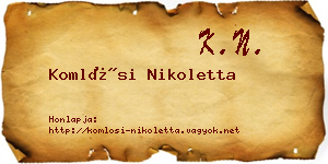 Komlósi Nikoletta névjegykártya