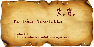 Komlósi Nikoletta névjegykártya